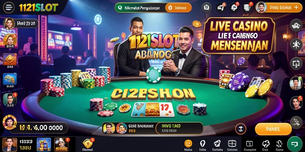 Screenshot gameplay 1121SLOT menampilkan suasana Live Casino yang menarik.
