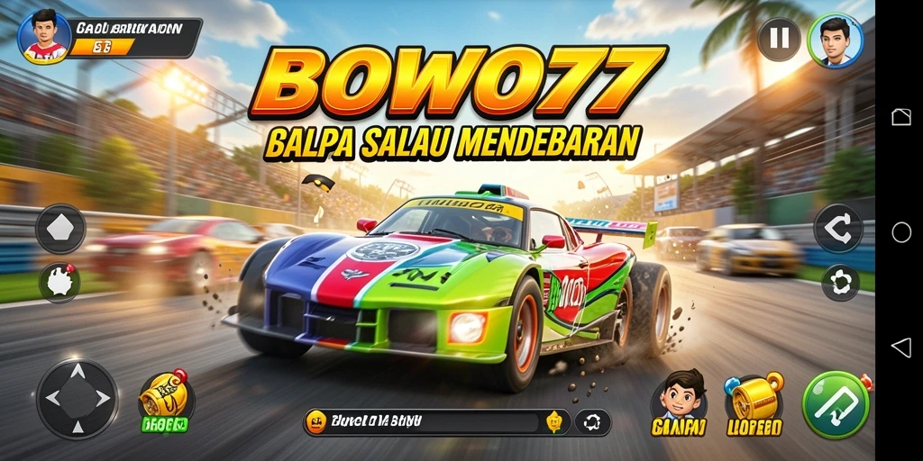 Tangkapan layar gameplay BOWO77 yang mendebarkan dan penuh aksi balapan.