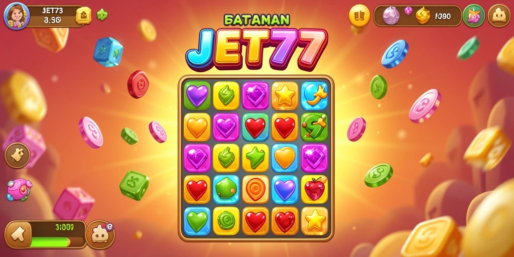 Screenshot gameplay JET77 menampilkan momen mencocokkan item yang seru.