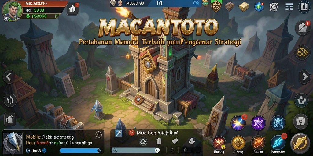 Screenshot permainan MACANTOTO menampilkan aksi seru di Tower Defense.